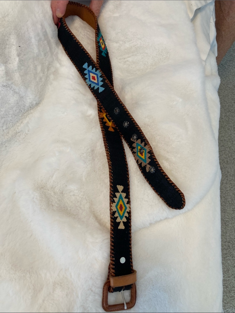 Leather belt – size 38– new
Handmade Mexican woven
